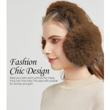Winter Ear muffs for Women Men, Fluffy Ear Warmer with Thick Faux Ear Covers, Foldable for Convenience