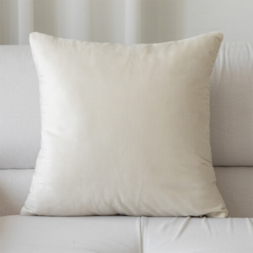 Funda de cojín de sofá de chenilla, 45x45 cm, color beige. 2