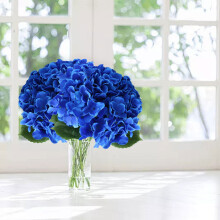 5-Head 13" Artificial Hydrangea Stems, Silk Bouquet for Wedding/Party Decor, Jewel Blue – Compatible with Vase Arrangements