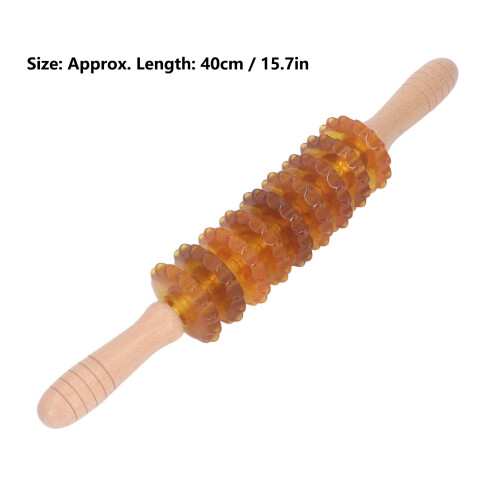 9-Rollen-Holz-Massage-Roller-Stick für Lymphdrainage, 40cm, Gelb 1