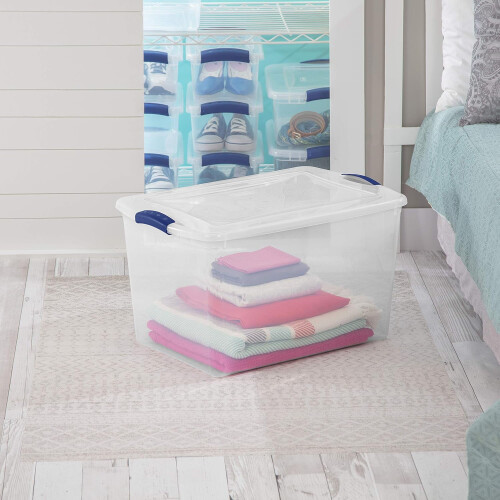 Clearance 2 Pack 66 Clear Storage Plastic Storage Box Container with Lid for organizing 2