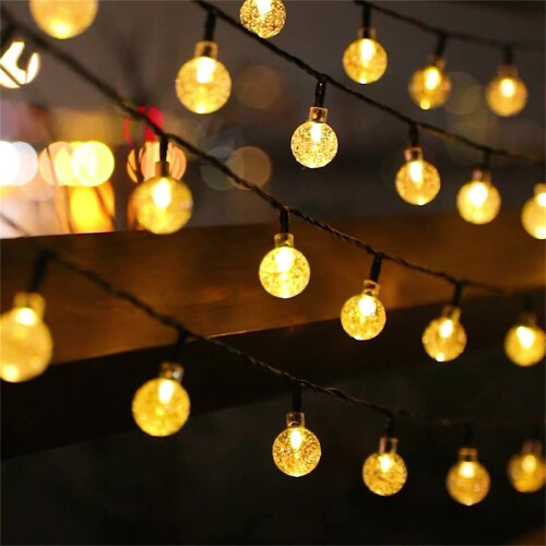 20 LED Ηλιακά Φωτιστικά με Κίτρινη Κρυστάλλινη Μπάλα – Ανθεκτικά στις Καιρικές