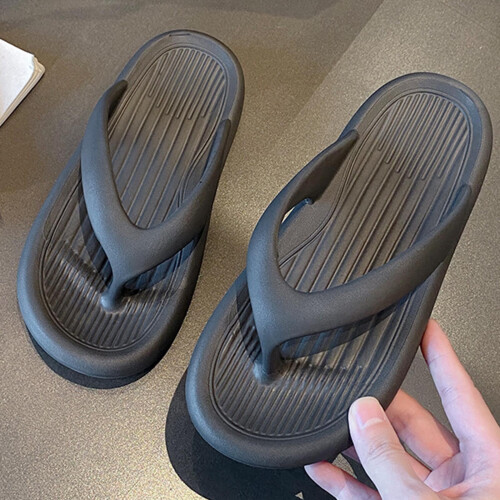 Gray Flip Flops Water-Friendly Non-Slip Lightweight