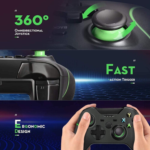 Controller di gioco wireless con ricevitore USB, design ergonomico, compatibile con Xbox One/S/X, PS3, Xbox Elite, Windows 10 2