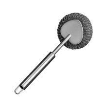 Tampons de laine d'acier avec manche, éponge à récurer en laine d'acier, brosse de nettoyage réutilisable à long manche, brosse à casseroles en