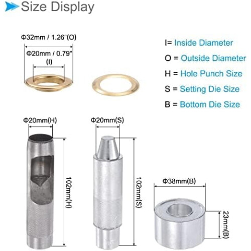 Κιτ εργαλείων Grommet Copper20mm ID50-Set με 3 Setters και 1