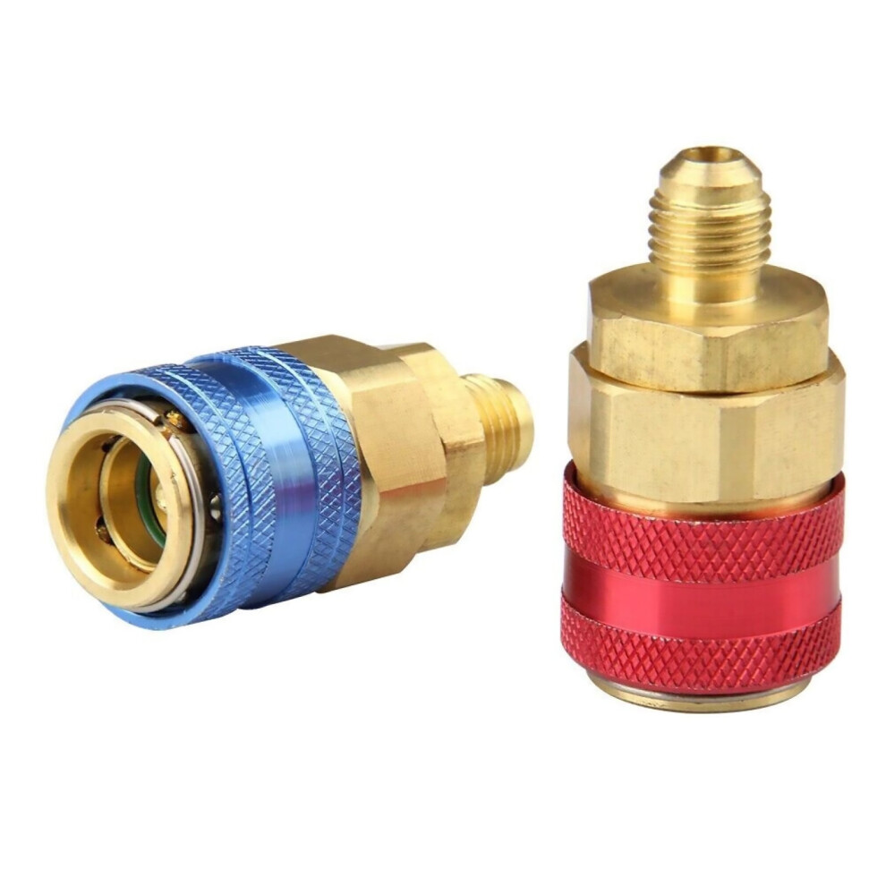 2Pcs Hvac Quick Coupler Set High & Low Pressure Hvac Quick Coupler For Car Air Condition Refrigerant Adapter 9152228738751