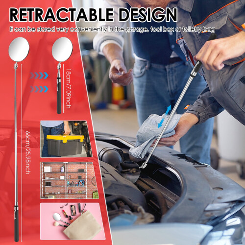 Telescoping Inspection Mirror Stainless Steel 5PCS 2