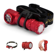 LED Rechargeable Headlamp for Adults – 180 Tilt, 7 Modes, Red Light, Magnet, Detachable Flashlight & Headband, Compatible with Hard Hats,
