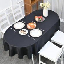 Nappe ovale noire unie de 155 x 259 cm (61 x 102 pouces), en polyester résistant et lavable, idéale pour les repas, les fêtes à la maison et