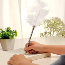 Feather Quill Wedding Sign-In Pen – White, Compatible with Guest Books & Party Signatures