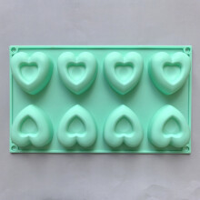 Heart-Shaped Silicone Molds, Nonstick, 8-Hole, Medium, Red/Pink/Blue – for Chocolate, Muffins, Candy, Brownies, Soaps, Pudding – Compatible with