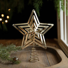 Metal Christmas Tree Topper Star, Hollow Design, Sturdy Base, 9.4in Bronze – Compatible with Standard Trees