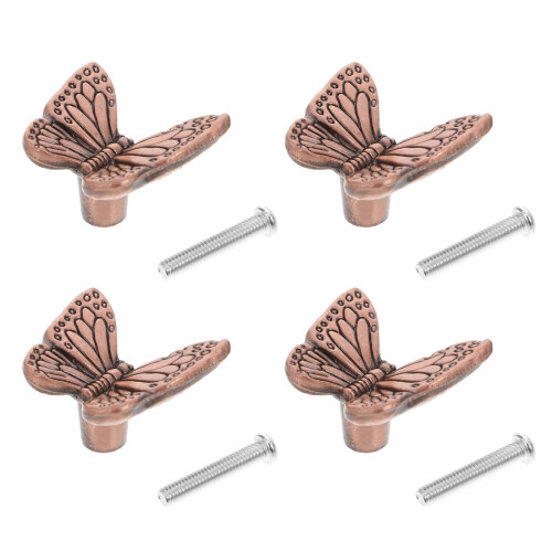 4 Pcs Handle for Door Butterflies Pulls Decorative Cabinet Knobs Red
