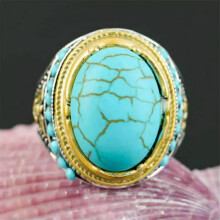 925 Silver Plated Turquoise Ring for Women Wedding Party Jewelry Rings SZ 6-13-Turquoise #4-8