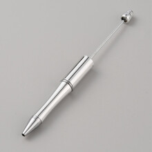Plastic Ball-Point Pen Beadable Pen for DIY Personalized Pen with Jewelry Bead Silver 146x12mm