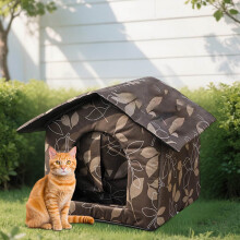 Weatherproof Outdoor Cat House with Removable Cushion