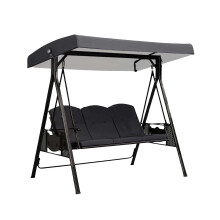 Swing Canopy Replacement Top for Outdoor Patio Swing 3 Seat 210D Thickened Waterproof Seat Cover without Stand (Dark Gray Canopy&Seat Cover)