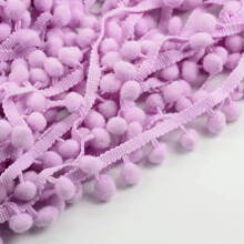 Pompom Trim Ball Fringe Ribbon DIY Sewing Accessory Lace 1/5/15 yards-Light purple-15 yds