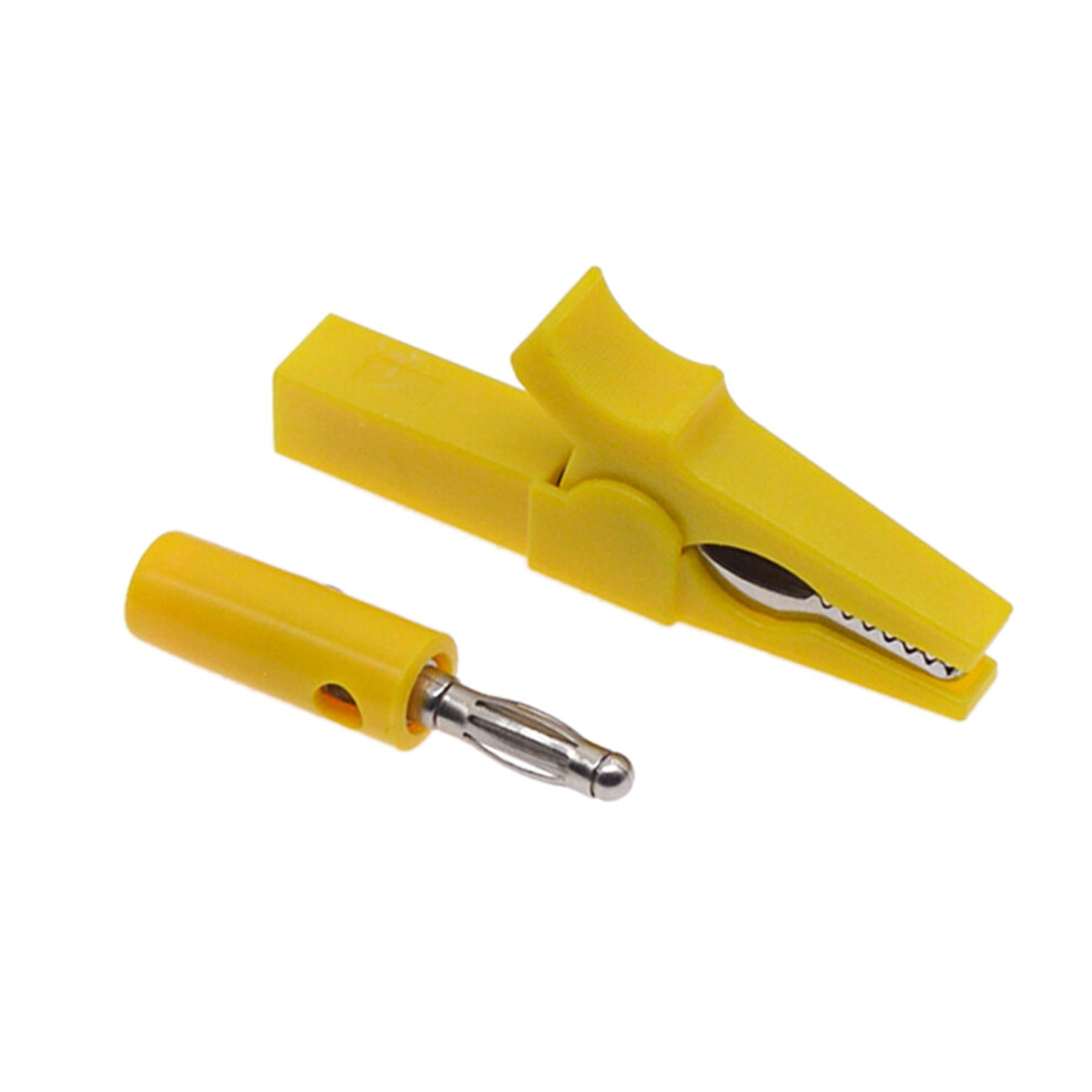 Spring Clip Banana Plug Test Probes Insulated Electric Clip 4Mm Banana Plug Cable Clip For Electrical Testing Yellow 9152228738775
