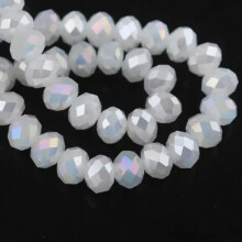 Crystal glass rondelle beads Jade White AB 6x4mm 50pcs