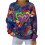 Women's Carnival Print Ribbed Pullover Top Long Sleeve 2
