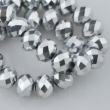 AB Rondelle Faceted Crystal Glass Beads 3mm to 12mm Silver