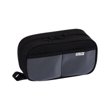 AuroraX Durable Pencil Case with Handle,Large,Cute Black Pencil Pouch,Pen Bag