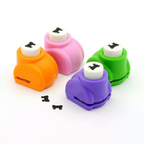 Random Color Mini Plastic Paper Punches Craft Cutter Scrapbooking Pick Patterns-Bowknot-5x8mm