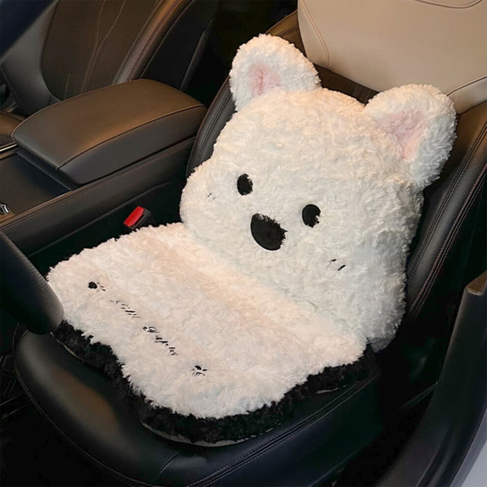 Cute Winter Car Seat Cushion For Girls Â Thick Backrest & Seat Pad, Warm & Comfortable Interior (White), Compatible With Most Cars White 9152228738843