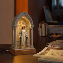 AuroraX Virgin Mary Lamp – Portable LED Night Light for Prayer & Meditation, Catholic Decor, Spiritual Gift, Warm Glow