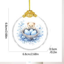 Golden Easter Flat Glass Ornament for Hanging – Spring