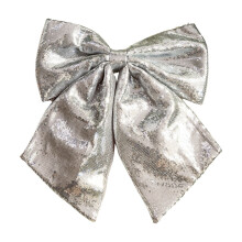 Silver Sequin Christmas Bow – Luxe, Versatile Decor for Sofa, Bedside & Winter Celebrations, Compatible with Holiday Themes