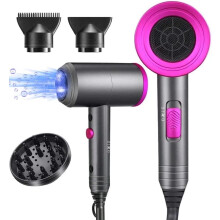 1800W Professional Ionic Hair Dryer - AC Motor, 3 Heat/2 Speed Settings with 2 Nozzles & Diffuser - Perfect for Women, Kids