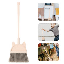 1Pack Beige Plastic Compact Broom for Kids Toddler Cleaning Set 20.1x6.3x1.2in