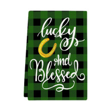 Kitchen Towels St Patricks Day Plaid Towels,26x17.7 in Luck Shamrock Dish Towels Seasonal Home Decoration