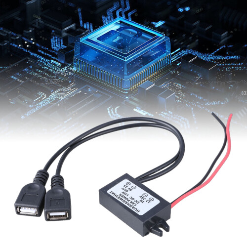 Jævnspændingsomformere Adapter 12V-24V til 5V3A Effektjusterer Spændingsregulator Step-down Modul med Dobbelt USB 1