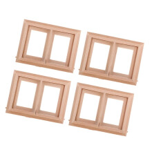 1/12 Vintage 2-Pane Window Set for Doll House Any Rooms Accessories Miniatures Handmade Craft, Pack of 4 Pieces