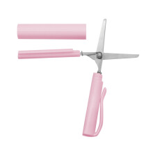 Pink Folding Pen-Style Scissors, Compact Safety Scissors with Cover for School & Crafts, Portable Letter Opener – Compatible with Everyday Carry