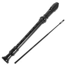 8 Hole Plastic Soprano Recorder in Black for Classroom and Home Use