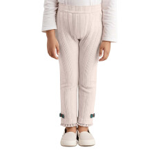 Girls Leggings Footless Knit Ribbed Tights Cute Pants White 4-5 Years