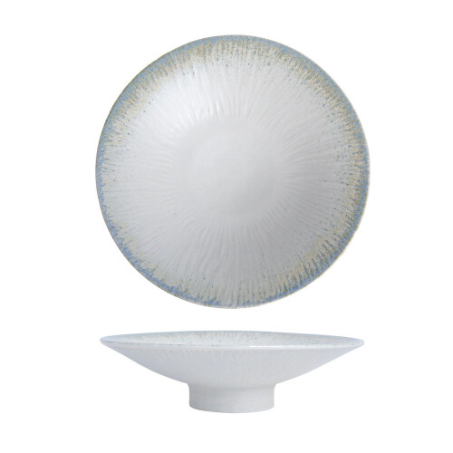 Ripple Pattern Pedestal Serving Bowl Ceramic Fruit Snack Bowl Decorative Tableware for Kitchen Dining