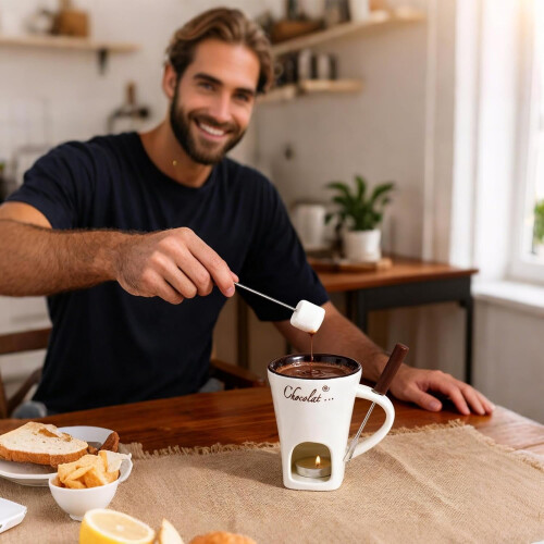 Chocolate Fondue Mugs Set with Forks 6 pcs 2