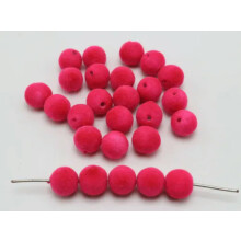 100 fløjls akryl runde perler 10 mm til smykkefremstilling Choker halskæde kvast - pink