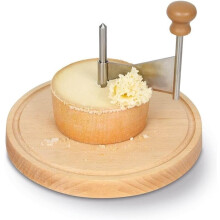 Stainless Steel Cheese Curler Wheel with Wooden Base