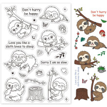 Cute Sloth Clear Stamps Don't Hurry Be Happy Transparent Silicone Stamp Seal for Card Making Photo Journal Decoration DIY Scrapbooking