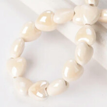 Heart Ceramic Beads for Jewelry Making 12mm Light Beige