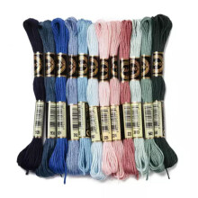 1 Set 0.5mm 6-Ply Polyester Embroidery Floss Cross Stitch Threads about 8m/Skein-12 Skeins Ocean Color Series