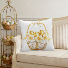 Housse de coussin décorative sur le thème de Pâques, 45 x 45 cm, multicolore, douce et confortable, résistante à la décoloration, idéale pour