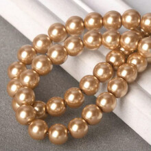Lot en gros de perles d'espacement rondes en verre nacré de 4 mm, 6 mm et 8 mm pour la création de bijoux - Or foncé - 4 mm